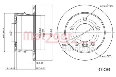 Tarcza hamulcowa METZGER AUTOTEILE 6110368