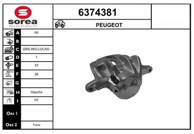 STARTCAR 6374381 Тормозной суппорт  для PEUGEOT 406 купе (8C) 2.0 16V