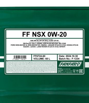 Motorový olej Fanfaro NSX 0W-20, 60L