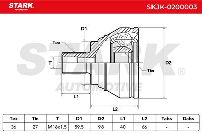 каре комплект, полуоска STARK SKJK-0200003