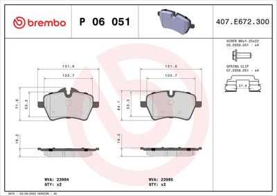 BREMBO Bremsbelagsatz, Scheibenbremse PRIME LINE (P 06 051)