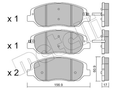 комплект спирачно феродо, дискови спирачки METELLI