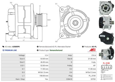 GENERATOR / ALTERNATOR AS-PL A3585PR 4