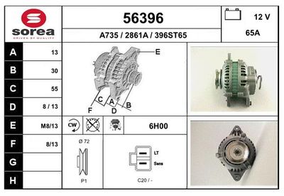 EAI 56396 Генератор для MITSUBISHI SAPPORO III (E16A)