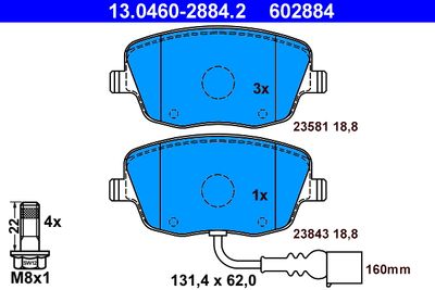 Комплект тормозных колодок, дисковый тормоз 13.0460-2884.2