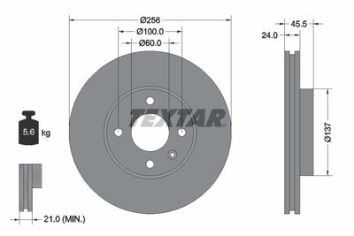 Тормозной диск TEXTAR 92241400 для CHEVROLET COBALT