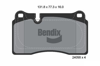 Комплект тормозных колодок, дисковый тормоз BENDIX Braking BPD1589 для ASTON MARTIN DB9