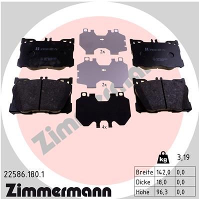 Комплект тормозных колодок, дисковый тормоз ZIMMERMANN 22586.180.1 для MERCEDES-BENZ EQC