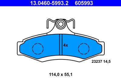 Комплект тормозных колодок, дисковый тормоз ATE 13.0460-5993.2 для DAEWOO LEGANZA