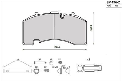 Brake pad set, disc brake
