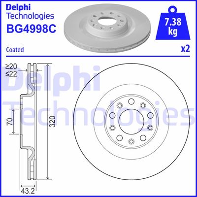 Тормозной диск DELPHI BG4998C для ALFA ROMEO STELVIO