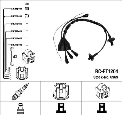 Комплект проводов зажигания NGK 6969 для FIAT 126