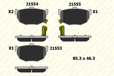 Комплект тормозных колодок, дисковый тормоз KALE 21553 140 05 для HYUNDAI LANTRA