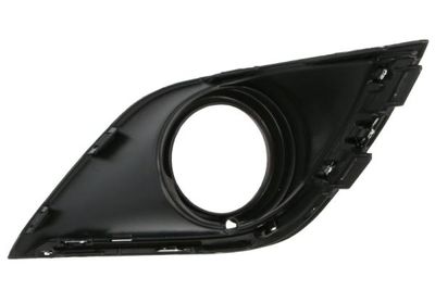 Voorbumper afdekking Voor Links (met verchroomde stipe, met mistlampgaten, plastic, zwart) past: MITSUBISHI OUTLANDER III 02.15-09.18