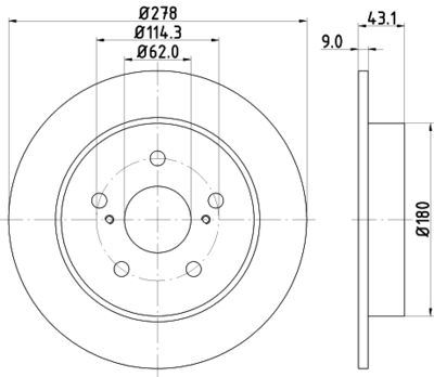 HELLA 8DD 355 116-791 Тормозные диски  для SUZUKI SX4 (Сузуки Сx4)
