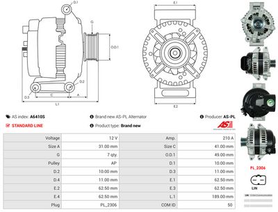 GENERATOR / ALTERNATOR AS-PL A6410S 4