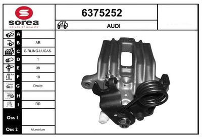 STARTCAR 6375252 Тормозной суппорт  для AUDI A4 B7 Avant (8ED) 2.0 TDI
