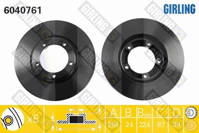 GIRLING 6040761 Тормозные диски для MITSUBISHI L400