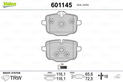 VALEO 601145 Тормозные колодки и сигнализаторы  для BMW 8 (Бмв 8)