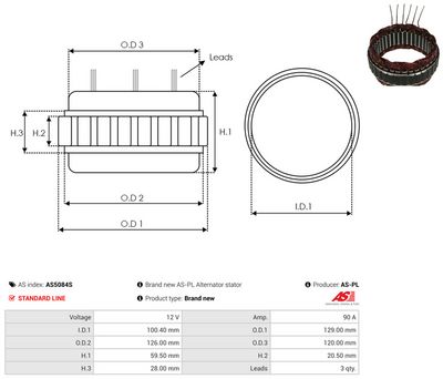 Stator, generátor AS-PL AS5084S