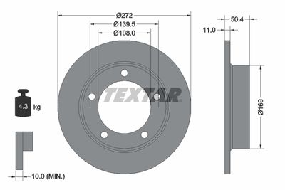Тормозной диск TEXTAR 92019900 для CHEVROLET NIVA