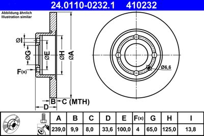 Тормозной диск ATE 24.0110-0232.1 для SEAT AROSA