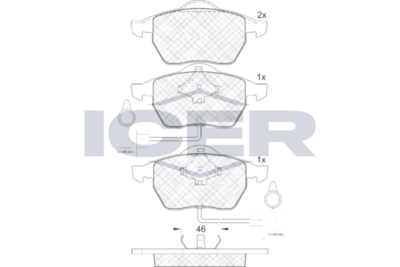 комплект спирачно феродо, дискови спирачки ICER