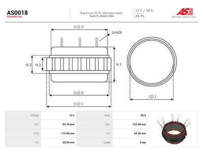 AS-PL - Stator, generátor MERCEDES-BENZ, VW , AS0018