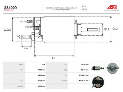 Elektromagnetický spínač, startér AS-PL SS4009