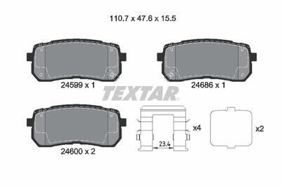 Комплект тормозных колодок, дисковый тормоз TEXTAR 2459904 для HYUNDAI ix55