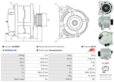 GENERATOR / ALTERNATOR AS-PL A2100PR 4