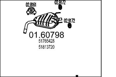 MTS 01.60798 Глушитель выхлопных газов  для ALFA ROMEO 159 (Альфа-ромео 159)