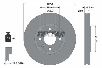 92107800 TEXTAR Тормозной диск