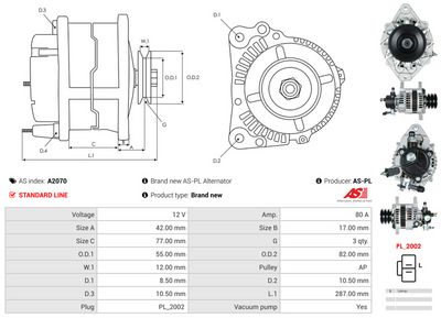 GENERATOR / ALTERNATOR AS-PL A2070 5