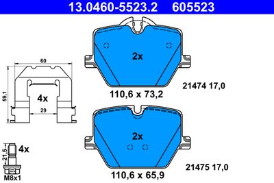 Комплект тормозных колодок, дисковый тормоз ATE 13.0460-5523.2 для TOYOTA SUPRA