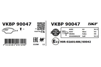 Brake Pad Set, disc brake VKBP 90047