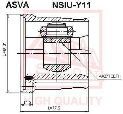 ASVA NSIU-Y11 ШРУС  для NISSAN AVENIR (Ниссан Авенир)