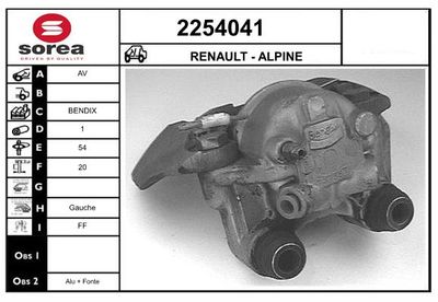 Тормозной суппорт EAI 2254041 для ALPINE A310