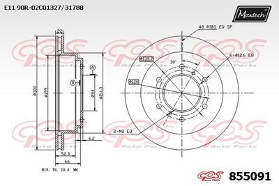 MAXTECH 855091 Тормозные диски для MITSUBISHI PAJERO IV Van (V9_, V8_, V8_V)