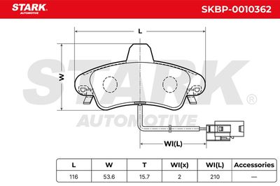 комплект спирачно феродо, дискови спирачки STARK SKBP-0010362