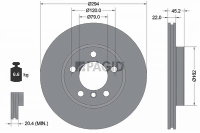 Tarcza hamulcowa PAGID 55778NC
