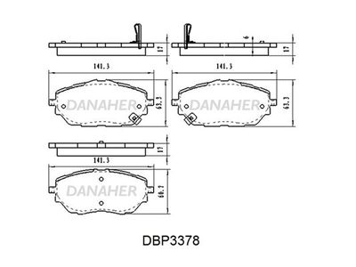 Комплект тормозных колодок, дисковый тормоз DANAHER DBP3378 для TOYOTA C-HR