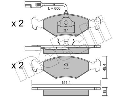 Комплект тормозных колодок, дисковый тормоз METELLI 22-0057-0 для FIAT DUNA