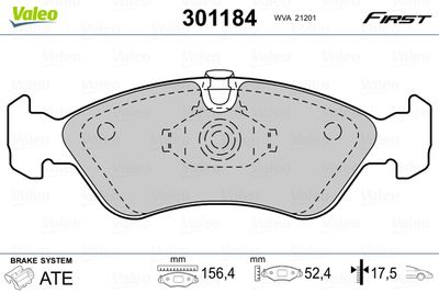 Комплект тормозных колодок, дисковый тормоз VALEO 301184 для DAEWOO NEXIA