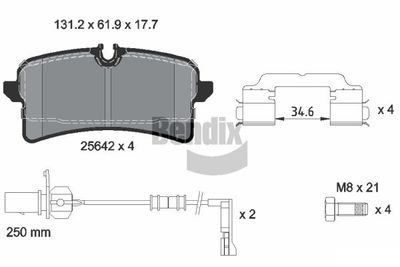 Sada brzdových destiček, kotoučová brzda BENDIX Braking BPD2307