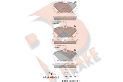 Комплект тормозных колодок, дисковый тормоз R BRAKE RB2024 для PEUGEOT 407