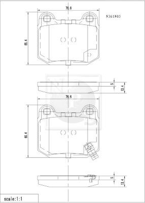 Комплект тормозных колодок, дисковый тормоз NPS N361N05 для MITSUBISHI CARISMA