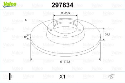 Тормозной диск VALEO 297834 для JAGUAR X-TYPE