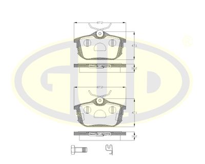 G.U.D. GBP060512 Тормозные колодки и сигнализаторы  для MITSUBISHI COLT VI (Z3_A, Z2_A) 1.3 LPG