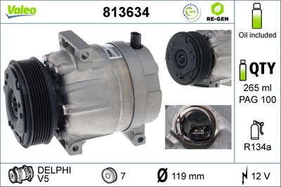 Компрессор, кондиционер VALEO 813634 для RENAULT LAGUNA